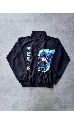 Fermuarlı Dijital Baskılı Rüzgarlık - Siyah