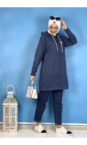 Fermuarlı Kap İndigo