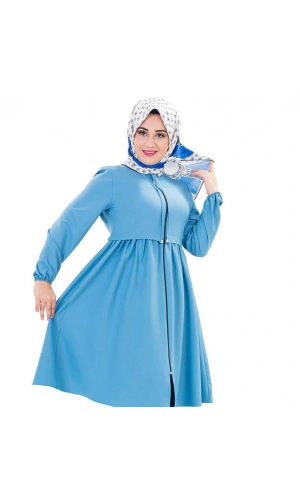 Fermuarlı Mevsimlik Tesettür Kap İndigo