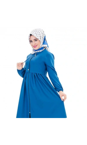 Fermuarlı Mevsimlik Tesettür Kap  Lacivert