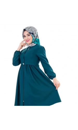 Fermuarlı Mevsimlik Tesettür Kap Zümrüt
