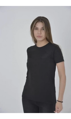 Gögüs Fileli Slim Fit T-shirt - Siyah