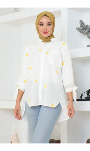 Gömlek beyaz - sarı puantiye 301