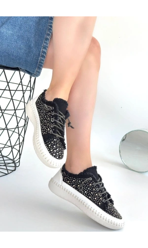 Guji Siyah Kot Bağcıklı Spor Ayakkabı