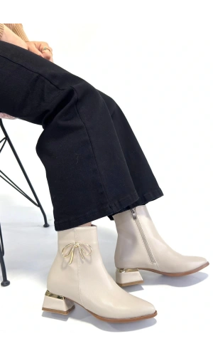 Harly Bej Cilt Topuklu Bot