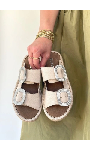 Hertas Bej Nubuk Tokalı Terlik