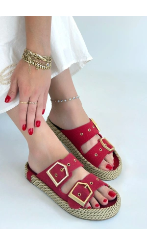 İces Kırmızı Nubuk Terlik