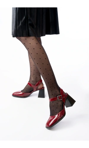 İNF-40450 Bordo Rugan Günlük Arkası Açık Topuklu Bayan Ayakkabı