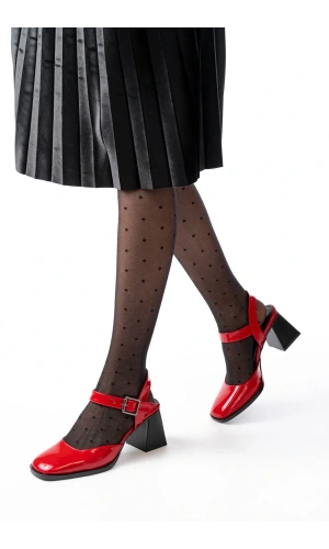 İNF-40450 Kırmızı Rugan Günlük Arkası Açık Topuklu Bayan Ayakkabı