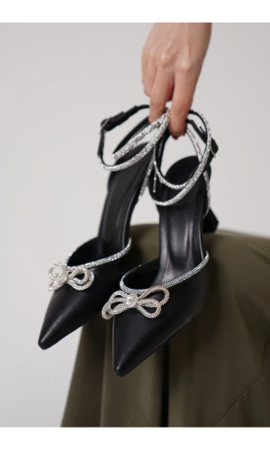 İrina Kadın Siyah Taşlı Topuklu Ayakkabı