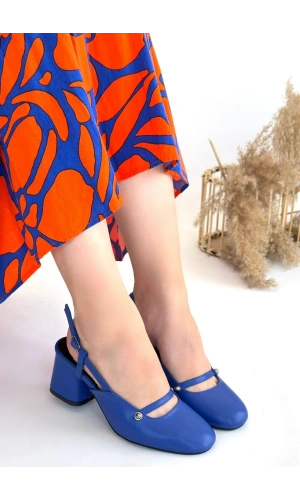 Jecci Mavi Cilt Topuklu Ayakkabı