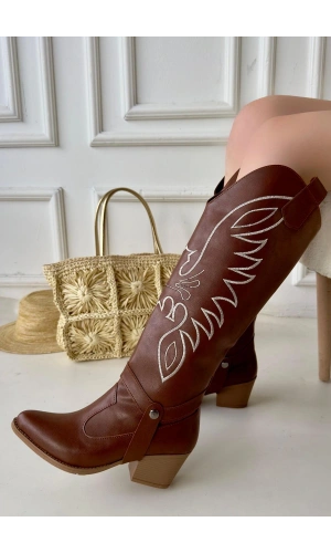 Jilla Taba Cilt Tak Çıkar Topuklu Bot Ve Çizme