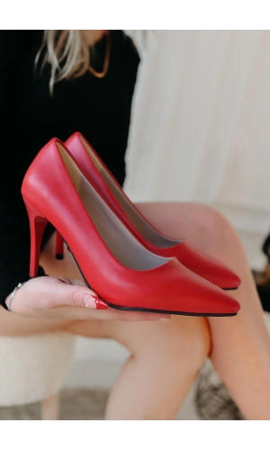 Jilya Kırmızı Cilt Stiletto Ayakkabı