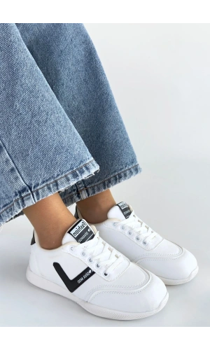 Jowen Beyaz Cilt Siyah Detaylı Bağcıklı Spor Ayakkabı
