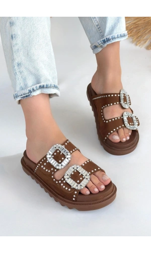 Juana Taba  Nubuk  Taşlı Terlik