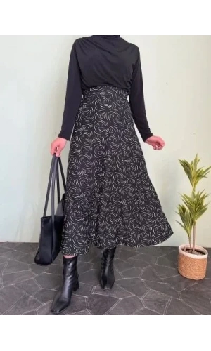 Kadın Desen Baskılı Karin Kumaş Etek