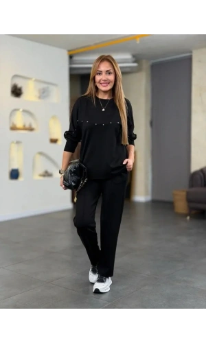 Kadın Inci Detay Modal Kumaş Ikili Takım