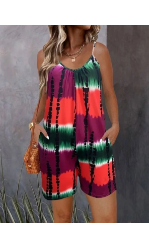 Kadın Ip Askılı Yuvarlak Yaka Cepli Kısa şort Süprem Takım