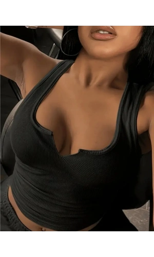 Kadın Kolsuz V Yakalı Kaşkorse Bluz