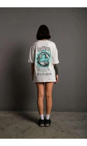 Kadın Sırt Baskılı T-shirt - Beyaz