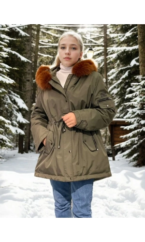 Kadın Su Geçirmez Kapüşonlu Mont - Haki