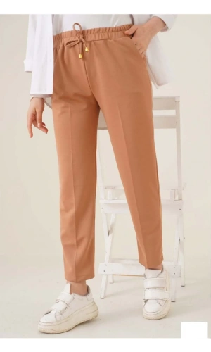 Kadın Tam Kalıp Basic Eşofman Pantolon - Kahverengi