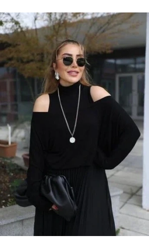 Kadın Triko Plise Ve Tül Detay Iki Parça Elbise