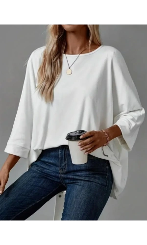 Kadın Truvakar Kollu Bisiklet Yaka Viskon Bluz