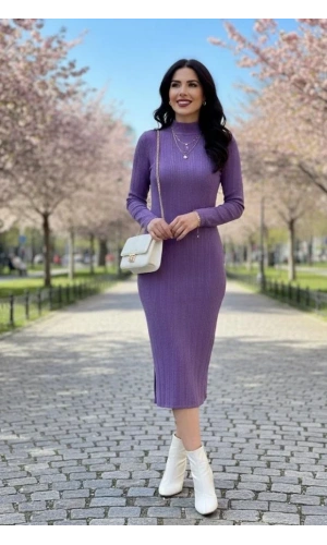 Kadın Uzun Kollu Balıkçı Yaka Triko Elbise