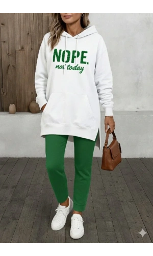 Kadın Uzun Kollu Kapşonlu Bağcıklı Viskon Iki Iplik Sweat