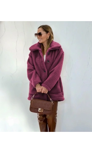 Kadın Uzun Kollu Yakalı önden Düğmeli Welsoft Kaban