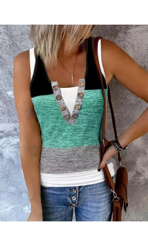 Kadın V Yakalı önden Düğmeli Viskon Bluz