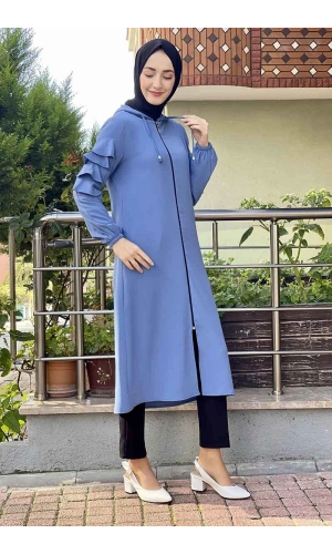 Kapişonlu Kap İndigo