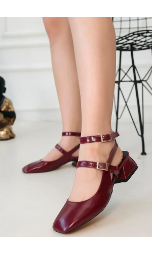 Karmi Mürdüm Cilt Topuklu Ayakkabı