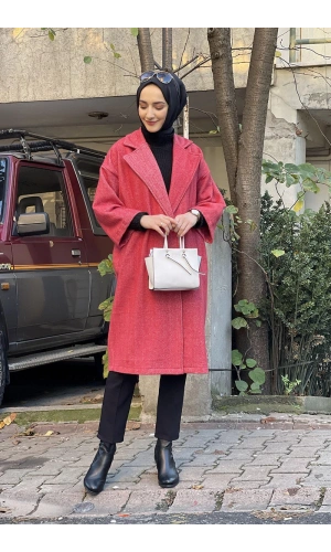 Kaşe Ceket Nar Çiçeği