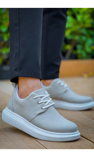 KB-003 Kuback Gri Süet Bağcıklı  Günlük Erkek Ayakkabı