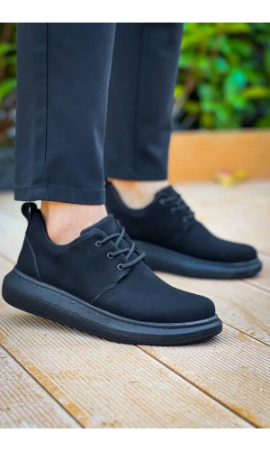 KB-003 Kuback Siyah Süet Siyah Taban Bağcıklı  Günlük Erkek  Ayakkabı