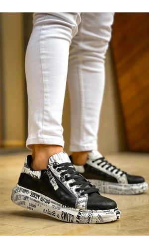 KB-02  Kuback Bağcıklı Crocodile Siyah Gazete Günlük Erkek Ayakkabı