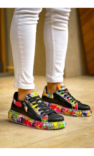 KB-02  Kuback Bağcıklı Crocodile Siyah Kırmızı Günlük Erkek Ayakkabı