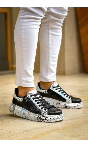 KB-02  Kuback Bağcıklı Crocodile Siyah Mavi Günlük Erkek Ayakkabı