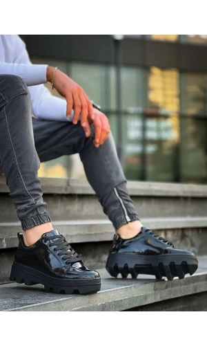 KB-056 Kuback Siyah Rugan Siyah Yüksek Taban Günlük Spor Ayakkabı