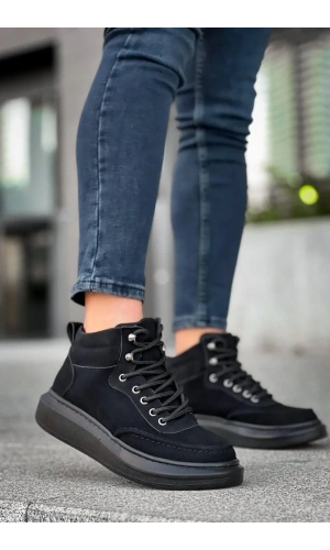KB-0994  Kuback Siyah Süet Siyah Yüksek Taban  Erkek Bilek Bot