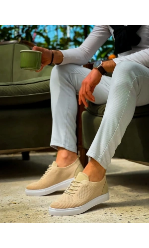 KB-101 Kuback Bej Triko Bağcıklı Günlük Erkek Ayakkabı