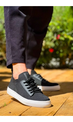KB-110  Kuback BACK Siyah Triko Yüksek Taban Bağcıklı Günlük Erkek Ayakkabı