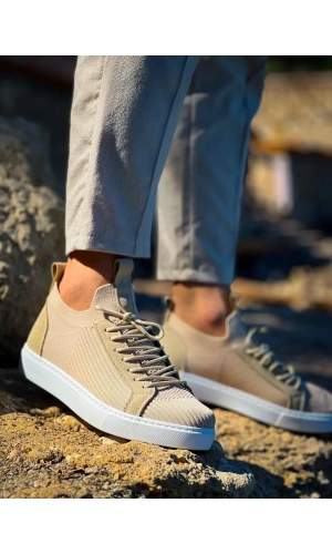 KB-112   Kuback Bej Triko Bağcıklı  Günlük Erkek  Ayakkabı
