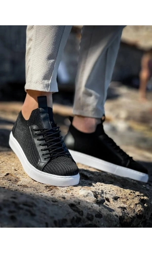 KB-112   Kuback Siyah Triko Bağcıklı  Günlük Erkek  Ayakkabı