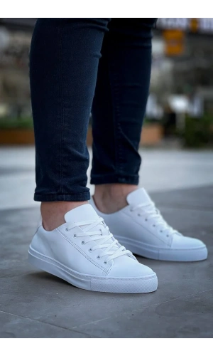 KB-122  Kuback Beyaz Cilt Yüksek Taban Bağcıklı Günlük Erkek Ayakkabı