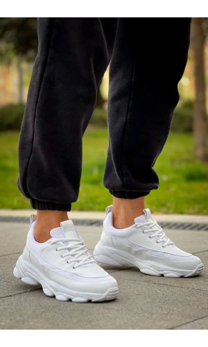 KB-707  Kuback  Beyaz Cilt Yüksek Taban Bağcıklı Günlük Erkek Ayakkabı