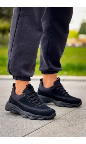 KB-707  Kuback  Siyah Süet Siyah Yüksek Taban Bağcıklı Günlük Erkek Ayakkabı