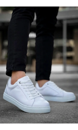 KB-BX1  Kuback Beyaz Cilt Yüksek Beyaz Taban Günlük Erkek Ayakkabı